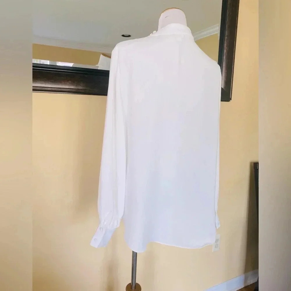 River Island White Long Sleeve Cutout Top Mock Neck Size 14 - Picture 9 of 13